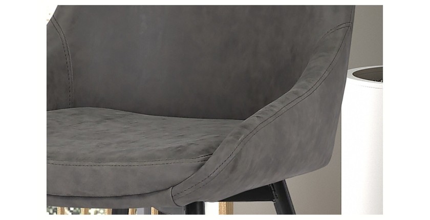 Chaise MICRA PU Gris clair, dimensions: H86 x L49 x P61 cm, idéal pour un salon de prestige