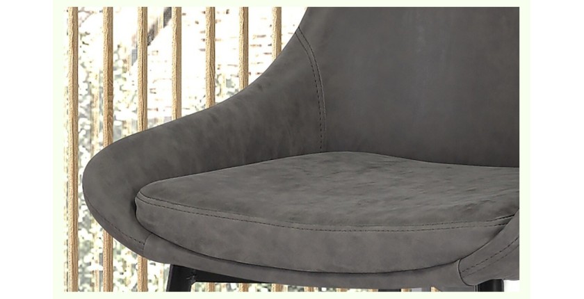 Chaise MICRA PU Gris clair, dimensions: H86 x L49 x P61 cm, idéal pour un salon de prestige
