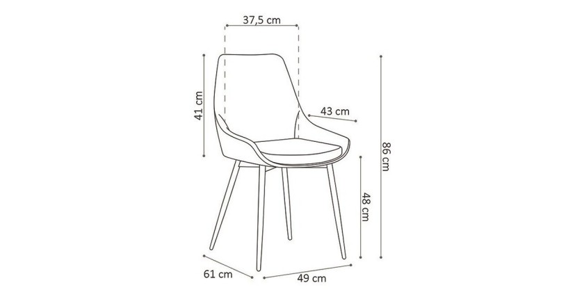 Chaise MICRA PU Gris clair, dimensions: H86 x L49 x P61 cm, idéal pour un salon de prestige