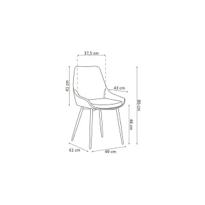 Chaise MICRA PU Gris clair, dimensions: H86 x L49 x P61 cm, idéal pour un salon de prestige