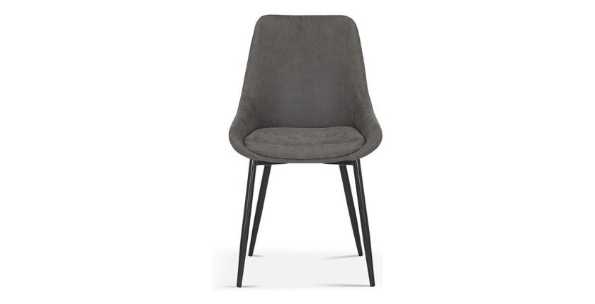Chaise MICRA PU Gris clair, dimensions: H86 x L49 x P61 cm, idéal pour un salon de prestige
