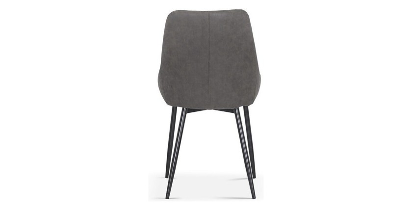 Chaise MICRA PU Gris clair, dimensions: H86 x L49 x P61 cm, idéal pour un salon de prestige