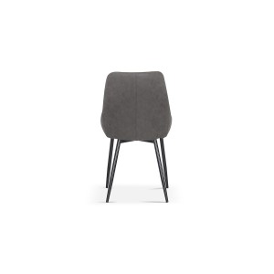 Chaise MICRA PU Gris clair, dimensions: H86 x L49 x P61 cm, idéal pour un salon de prestige