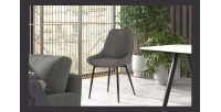 Chaise MICRA PU Gris clair, dimensions: H86 x L49 x P61 cm, idéal pour un salon de prestige