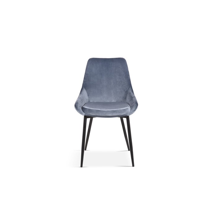 Chaise MICRA Velours Bleu, dimensions: H86 x L49 x P61 cm, idéal pour un salon de prestige