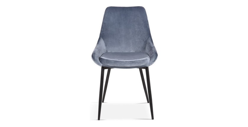 Chaise MICRA Velours Bleu, dimensions: H86 x L49 x P61 cm, idéal pour un salon de prestige