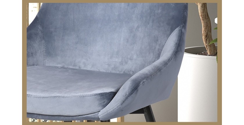 Chaise MICRA Velours Bleu, dimensions: H86 x L49 x P61 cm, idéal pour un salon de prestige