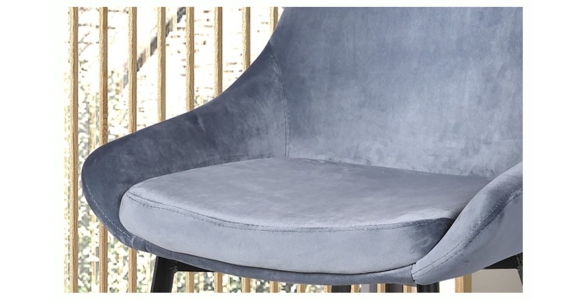 Chaise MICRA Velours Bleu, dimensions: H86 x L49 x P61 cm, idéal pour un salon de prestige
