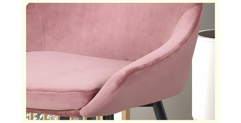 Chaise MICRA Velours Rose, dimensions: H86 x L49 x P61 cm, idéal pour un salon de prestige