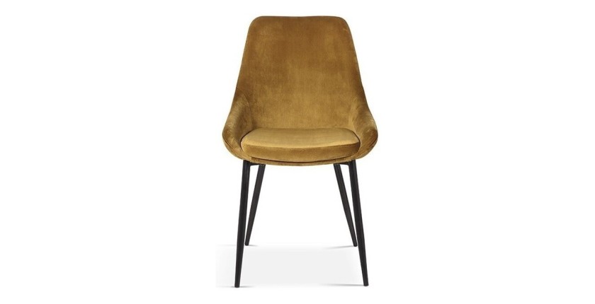 Chaise MICRA Velours Or, dimensions: H86 x L49 x P61 cm, idéal pour un salon de prestige
