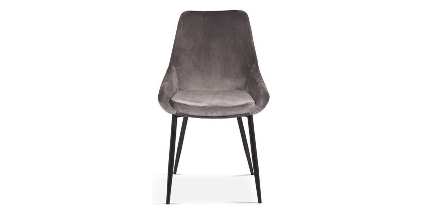 Chaise MICRA Velours Gris, dimensions: H86 x L49 x P61 cm, idéal pour un salon de prestige