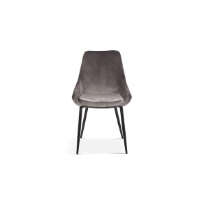 Chaise MICRA Velours Gris, dimensions: H86 x L49 x P61 cm, idéal pour un salon de prestige