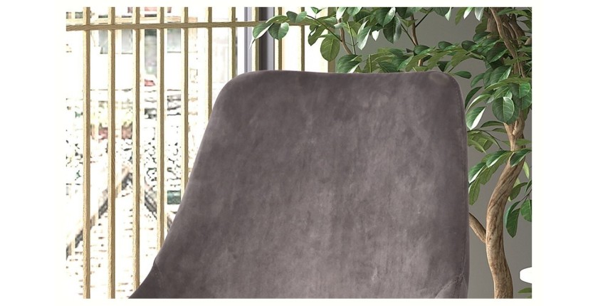 Chaise MICRA Velours Gris, dimensions: H86 x L49 x P61 cm, idéal pour un salon de prestige