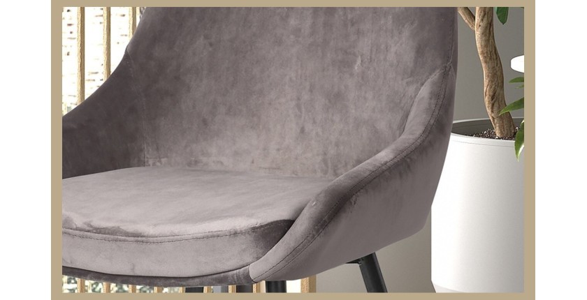 Chaise MICRA Velours Gris, dimensions: H86 x L49 x P61 cm, idéal pour un salon de prestige