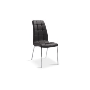 Chaise MERIL PU Noir, dimensions: H96 x L42 x P55 cm, idéal pour une salle a mangé tape a l'œil