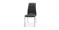 Chaise MERIL PU Noir, dimensions: H96 x L42 x P55 cm, idéal pour une salle a mangé tape a l'œil