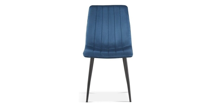 Chaise BRUCE Velours Bleu, dimensions: H86 x L45 x P55 cm, idéal pour une salle à manger design et moderne