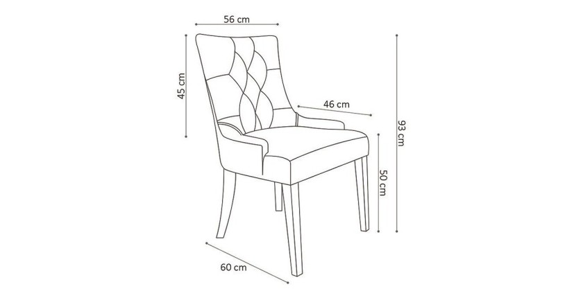 Chaise ROYA Tissu bleu, dimension H93 x L56 x P60, idéal pour votre cuisine ou salle à manger