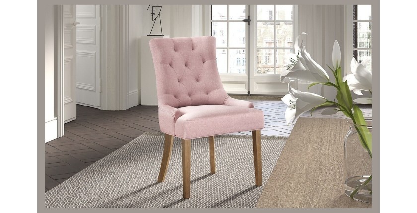 Chaise ROYA Tissu rose, dimension H93 x L56 x P60, idéal pour votre cuisine ou salle à manger