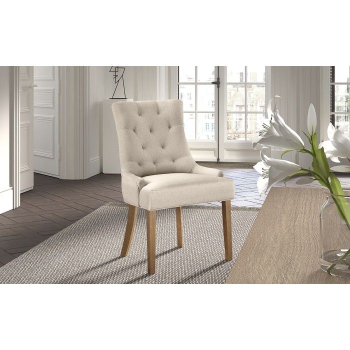 Chaise ROYA Tissu Sable, dimension H93 x L56 x P60, idéal pour votre cuisine ou salle à manger