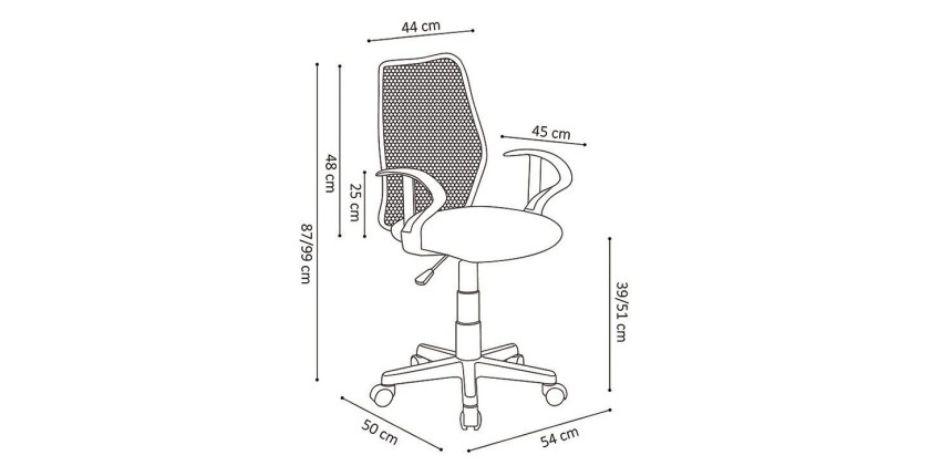 Chaise de bureau JOSH Tissu filet, idéal pour un bureau confortable et moderne