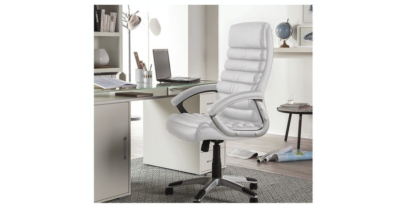 Chaise de bureau JOHN PU Blanc, un choix confortable et élégant pour votre bureau