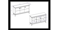Buffet design 160cm pour salon couleur gris et chêne foncé, collection PALACE.