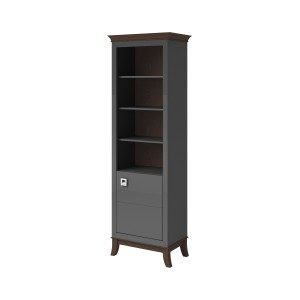 Vitrine 1 porte basse collection PALACE. Coloris gris et chêne foncé