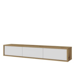 Meuble TV 180cm collection MAANUM. Couleur chêne clair et blanc.