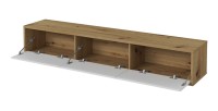 Meuble TV 180cm collection MAANUM. Couleur chêne clair et blanc.