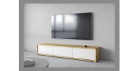 Meuble TV 180cm collection MAANUM. Couleur chêne clair et blanc.
