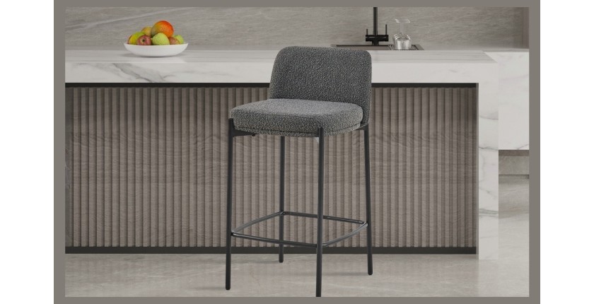 Chaise de comptoir ELISE couleur grise, dimensions H91 x L44 x P42, idéal pour un comptoir moderne