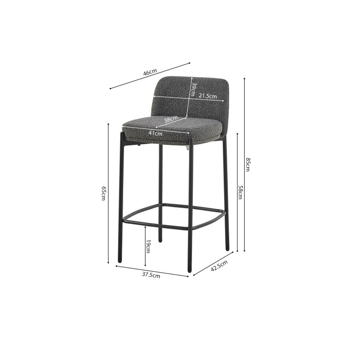 Chaise de comptoir ELISE couleur grise, dimensions H91 x L44 x P42, idéal pour un comptoir moderne