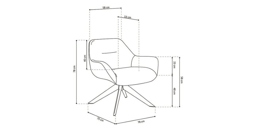 Chaise pivotante LAS en velours vert pour un salon design.