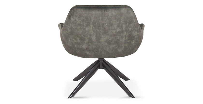 Chaise pivotante LAS en velours vert pour un salon design.