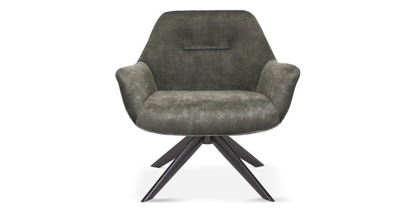 Chaise pivotante LAS en velours vert pour un salon design.