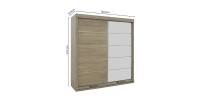 Garde Robe MILS, armoire 2 portes coulissantes avec miroir coloris chêne sonoma, idéal pour une chambre design