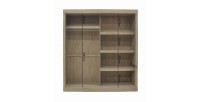 Garde Robe MILS, armoire 2 portes coulissantes avec miroir coloris chêne sonoma, idéal pour une chambre design