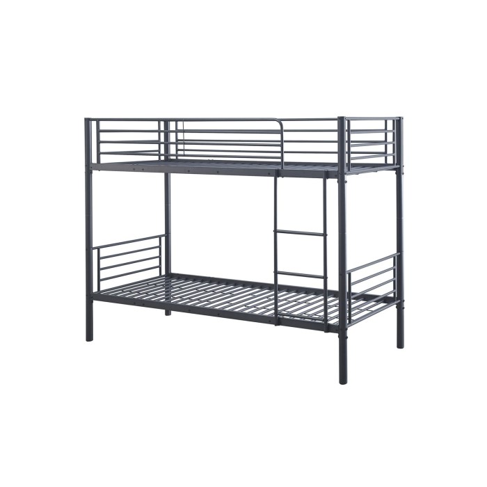Lit en métal superposé 90x200 cm SAMMY, coloris gris foncé