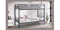 Lit en métal superposé 90x200 cm SAMMY, coloris gris foncé