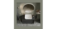 Meuble de salle de bain avec évier et 2 tiroirs, collection FRASSI. Coloris noir cendré