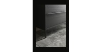 Meuble de salle de bain avec évier et 2 tiroirs, collection FRASSI. Coloris noir cendré