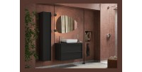 Meuble de salle de bain suspendu avec évier et 2 tiroirs, collection FRASSI. Coloris noir cendré