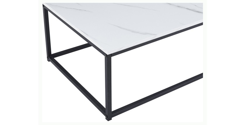 Table basse EWING effet marbre blanc, idéal pour un salon unique