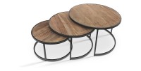 Table basse LEROY, table gigogne, plateau en massif exotique Mangolia, idéal pour un salon contemporain