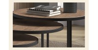 Table basse LEROY, table gigogne, plateau en massif exotique Mangolia, idéal pour un salon contemporain