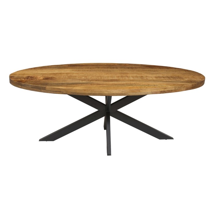 Table à manger ovale BOURGIA en bois massif de Mangolia, idéal pour une salle a manger conviviale