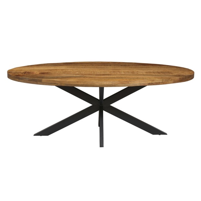 Table à manger ovale BOURGIA en bois massif de Mangolia, idéal pour une salle a manger conviviale