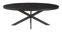 Table à manger ovale BOURGIA en bois massif de Mangolia noir, idéal pour une salle a manger conviviale