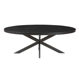 Table à manger ovale BOURGIA en bois massif de Mangolia noir, idéal pour une salle a manger conviviale